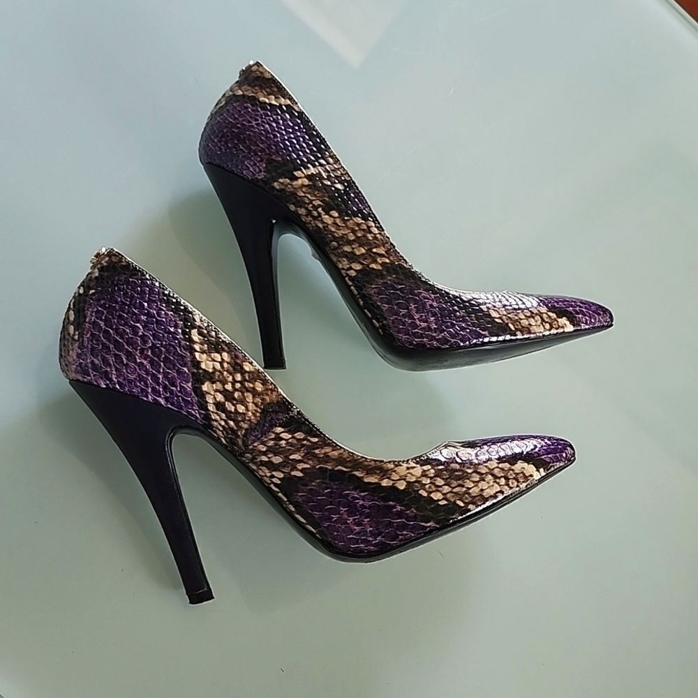 Robert Cavalli Just Cavalli Reptile Embossed Y2K Retro Heels Size 38 - Picture 6 of 11